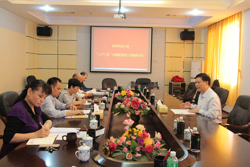 梧州市總工會中心組召開“三嚴三實”專題教育第三專題研討會